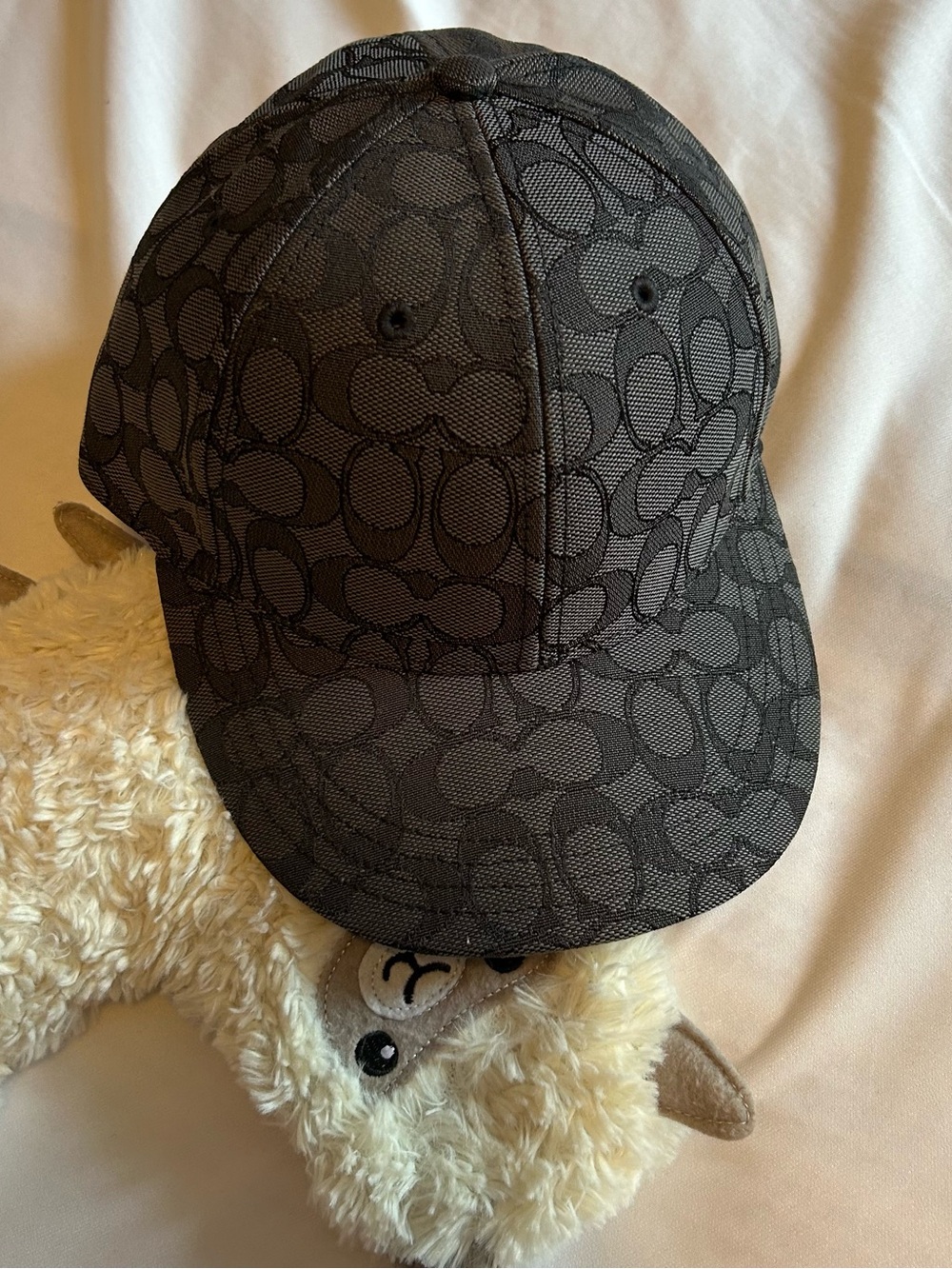 Coach Black & Charcoal Signature Monogram Baseball Cap